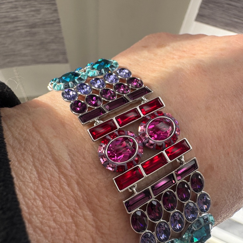 Swarovski Eminence Multi Colored Wide Crystal Bracelet!!Rare‎ find NEW